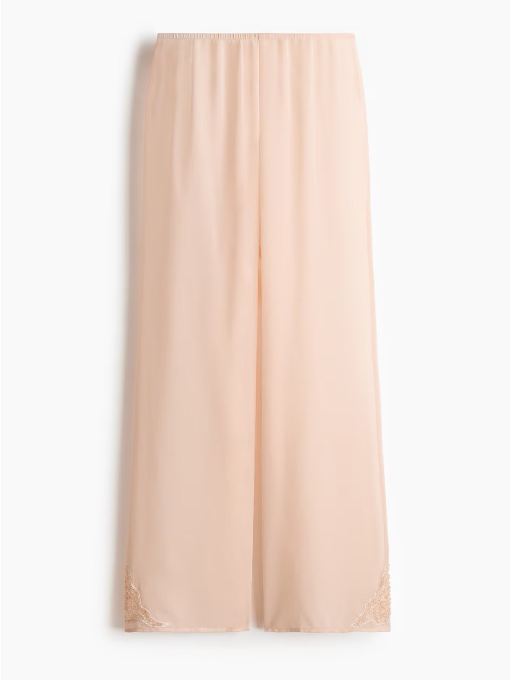 H&M Beaded Lace Straight-Leg Pants Peach Pink XS NWT